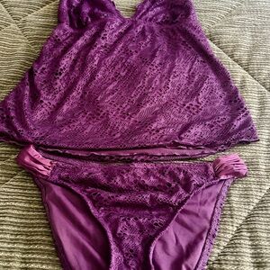 Mossimo Supply Co. Purple Lace Chemise & Brief Set